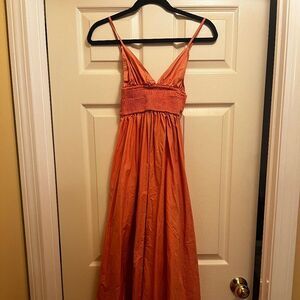 Long salmon midi dress
